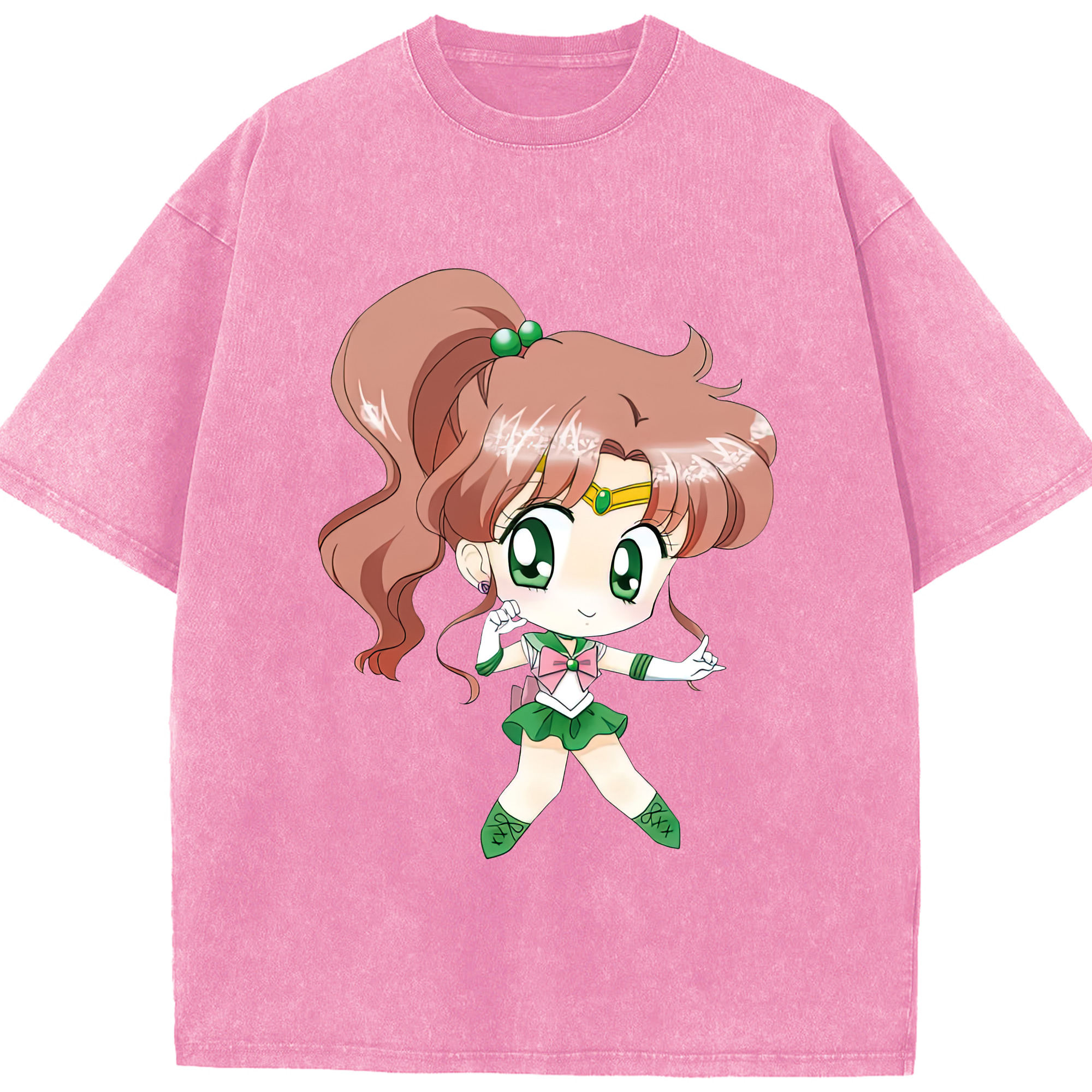 （画像用） 美少女戦士セーラームーン 木野 まこと きの まこと Sailor Moon Kino Makoto （セーラージュピター；Sailor Jupiter） 綿100% ヴィンテージ風 半袖Tシャツ（フロントプリント）